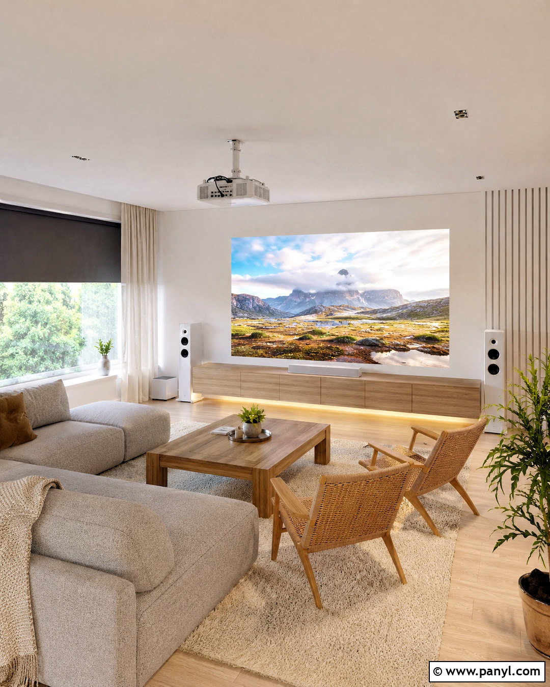 Scandinavian Projector Living Room - 20 projector setup ideas