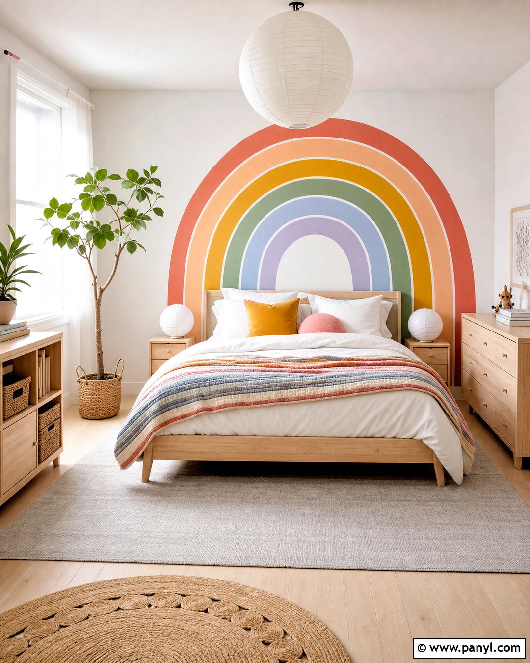 Scandinavian Rainbow Bedroom - 20 rainbow room aesthetic ideas