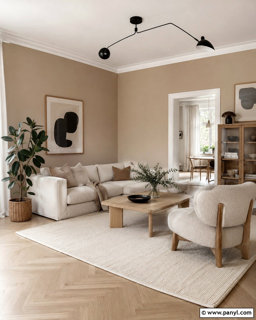 Scandinavian Room With Light Brown Walls And White Trim - 20 Light Brown Walls With White Trim Ideas