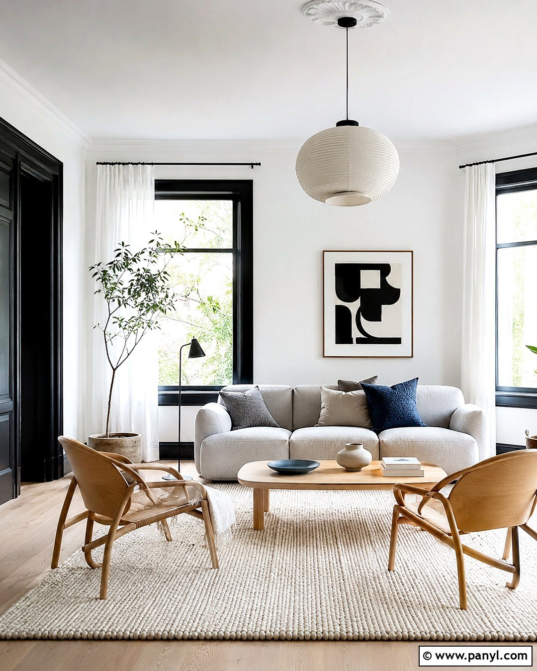 Scandinavian Room With White Walls And Black Trim - 20 White Wall And Black Trim Ideas