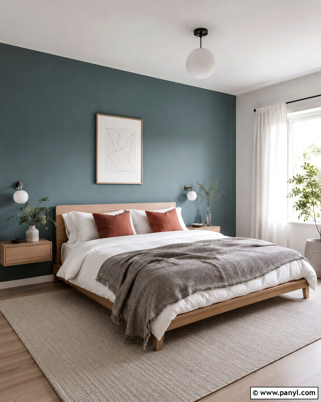 Scandinavian Teal Accent Wall Bedroom - 20 Teal Accent Walls