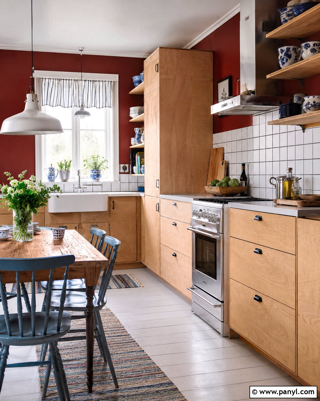 Scandinavian Vintage Kitchen With Falun Red Walls - 20 Vintage Kitchen With Red Walls