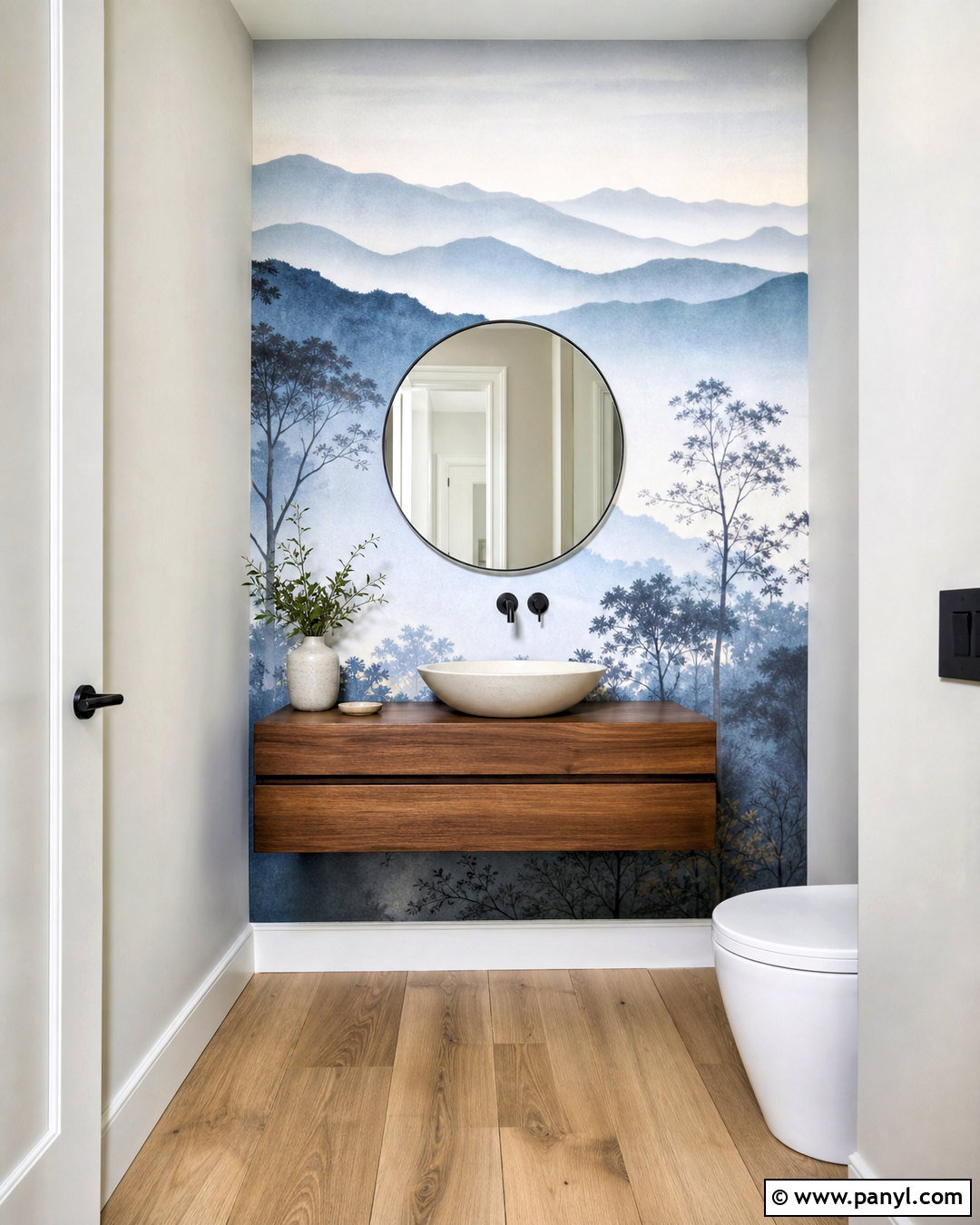 Scenic Mural Half Bath Accent Wall - 20 half bath accent wall ideas