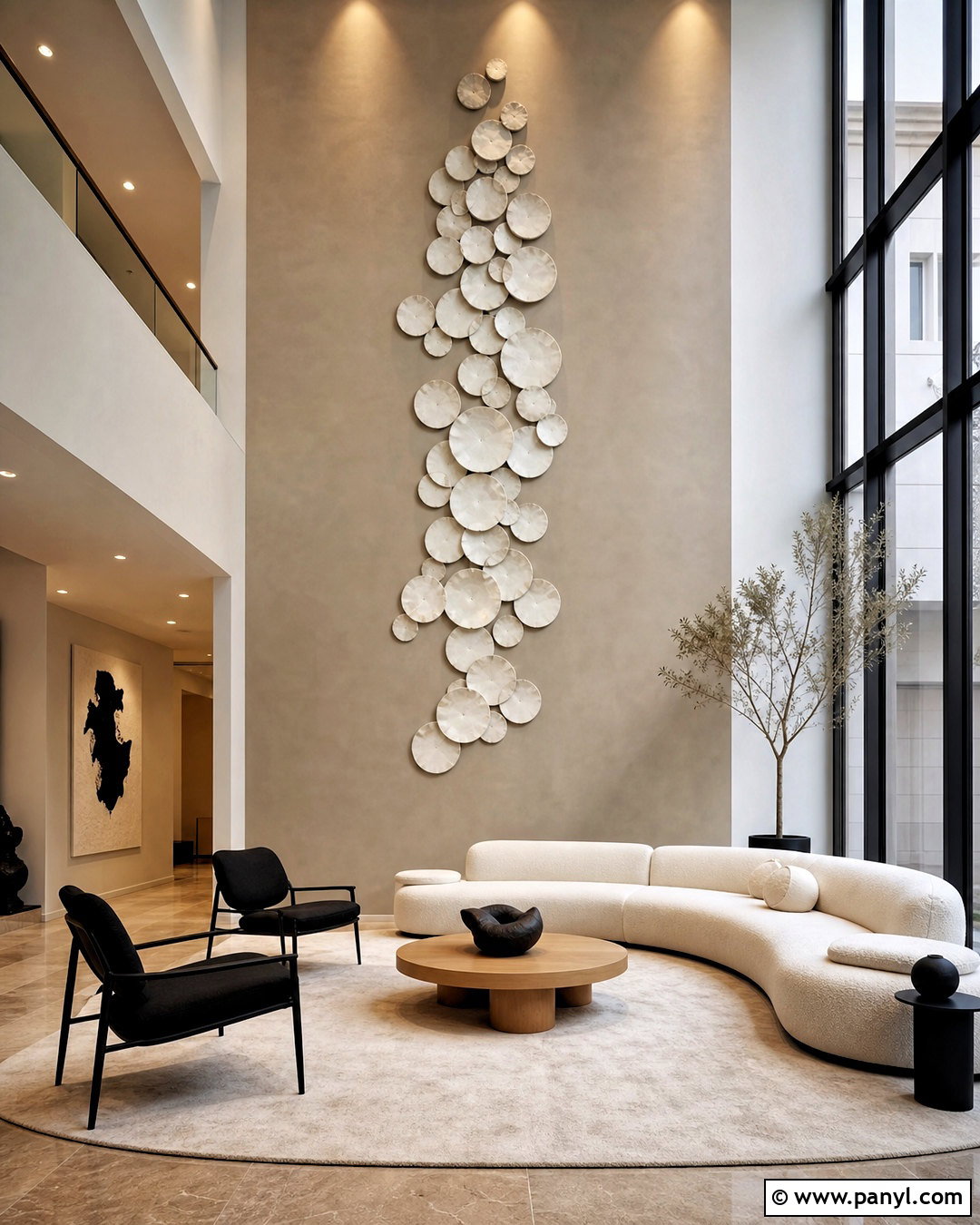 Sculptural Decor On High Ceiling Walls - 20 high ceiling wall decor living room ideas