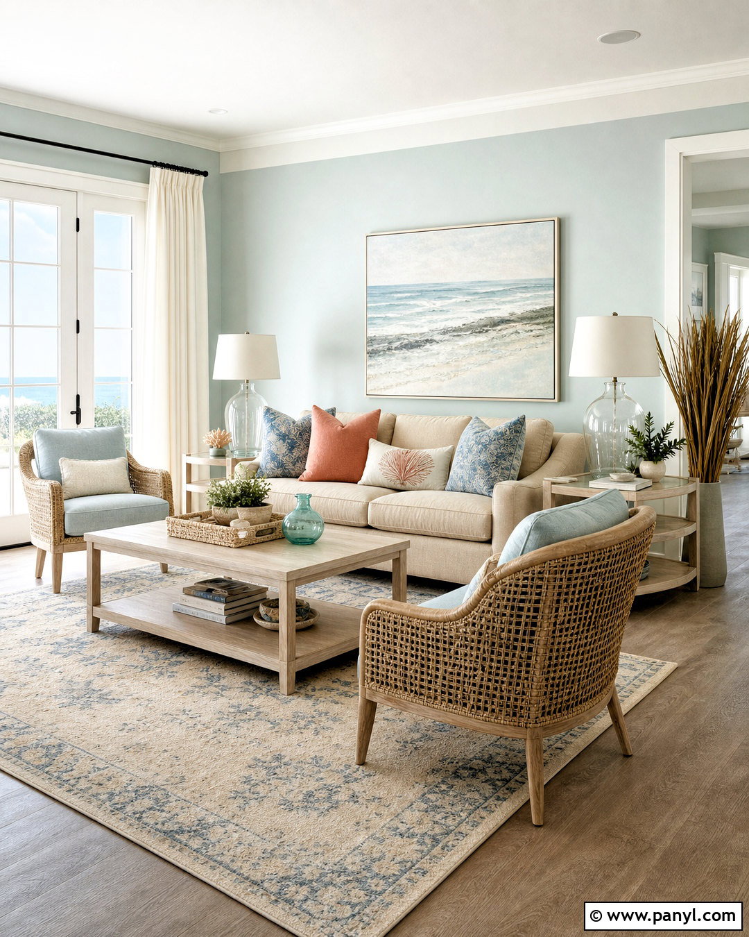 Sea Glass Aqua Living Room - 20 calming paint colors for living room ideas