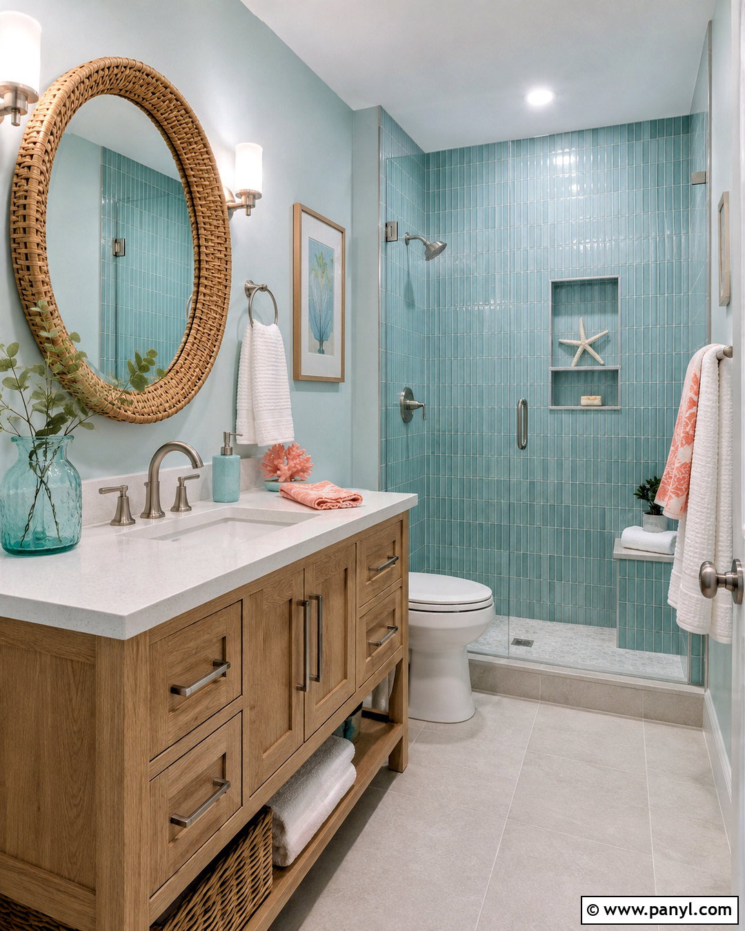 Sea Glass Beach House Bathroom - 20 colorful beach house decor ideas