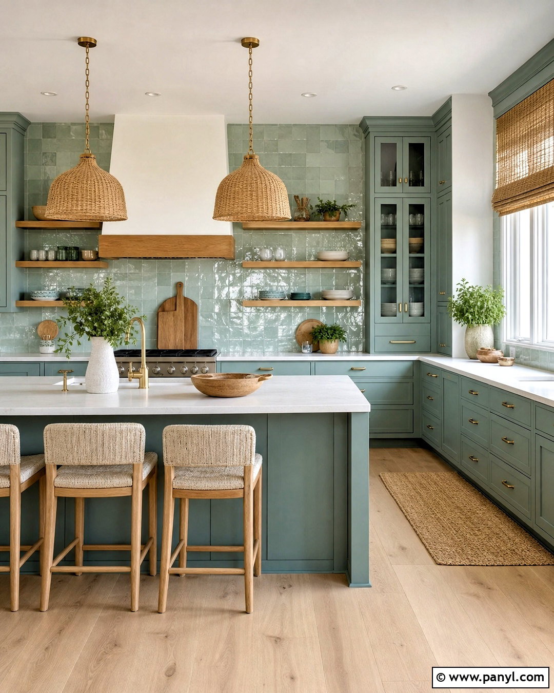 Sea Glass Kitchen With Natural Oak - 20 green blue kitchen ideas