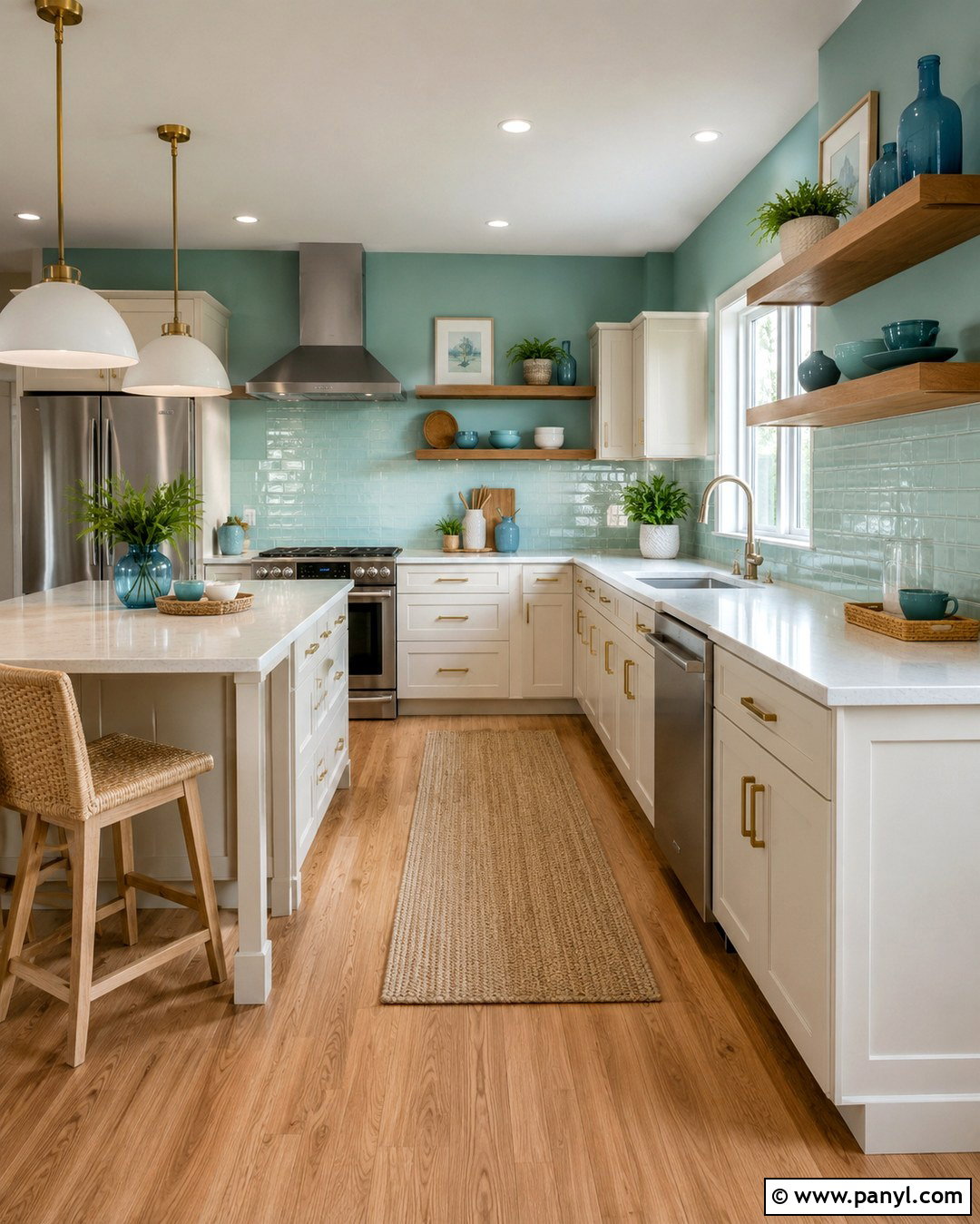 Sea Glass Teal Kitchen Walls - 20 Bright Kitchen Wall Colors