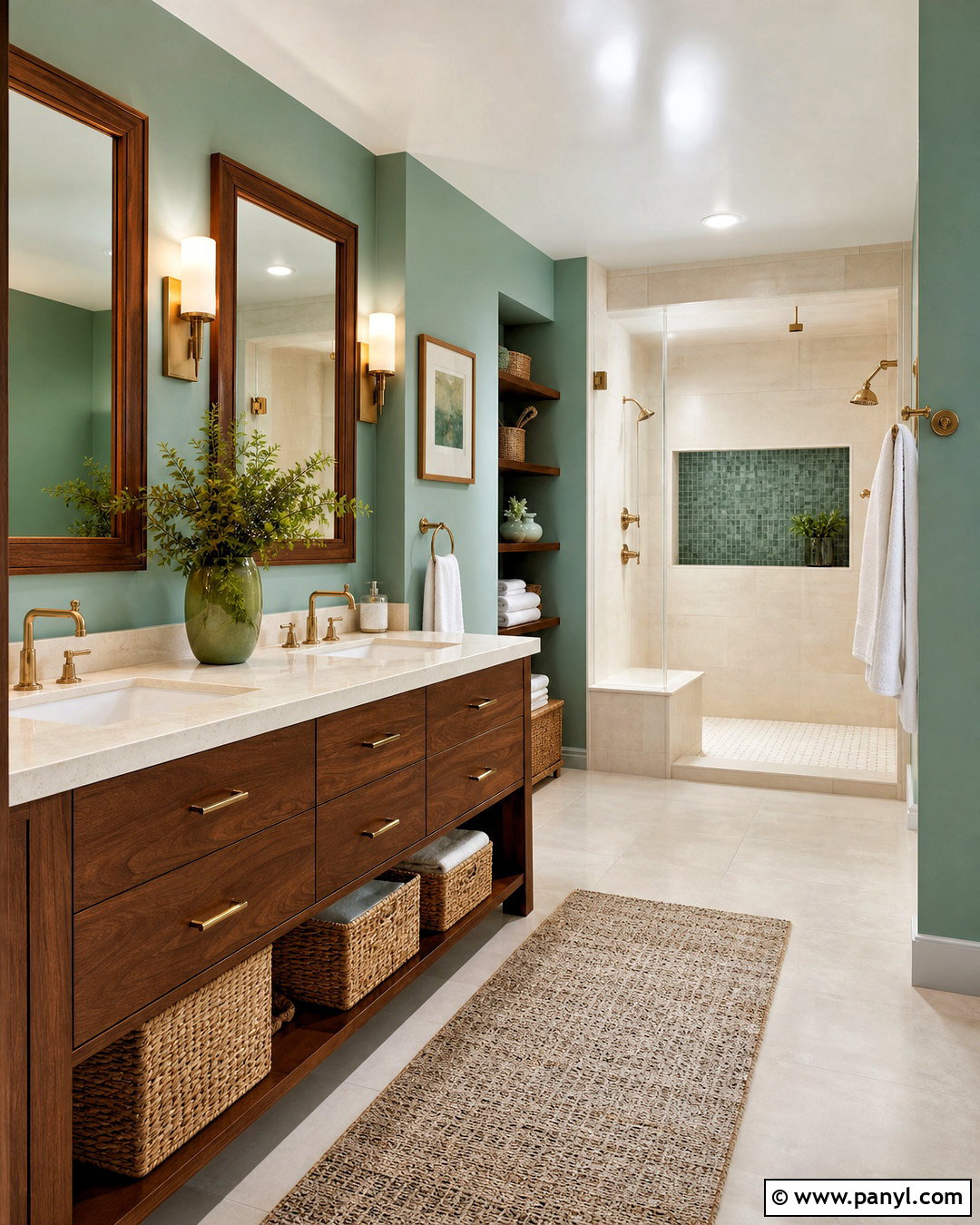 Sea Green And Dark Wood Bathroom - 20 sea green bathroom ideas
