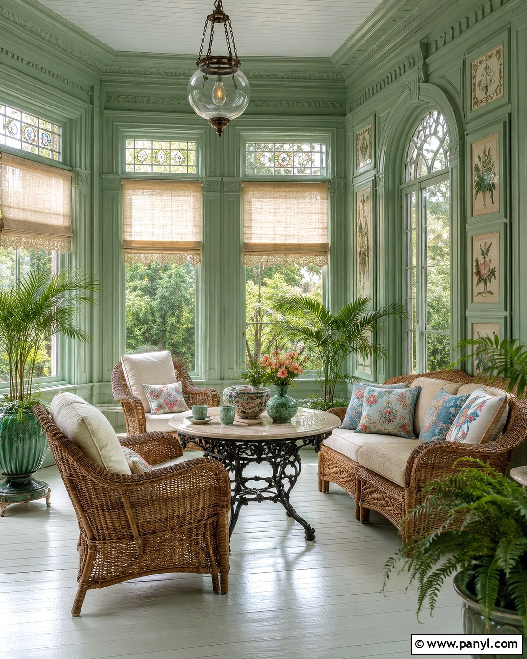 Sea Green Victorian Sunroom - 20 Victorian Green Walls