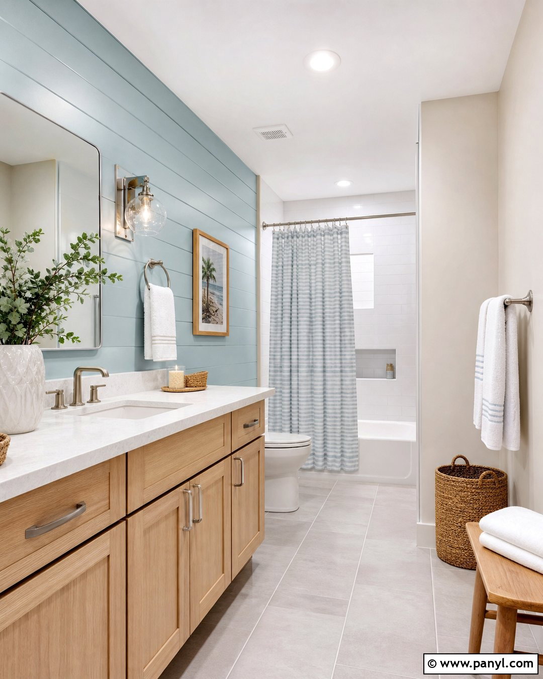 Sea Salt Accent Wall Bathroom - 20 Sherwin William Accent Wall Ideas