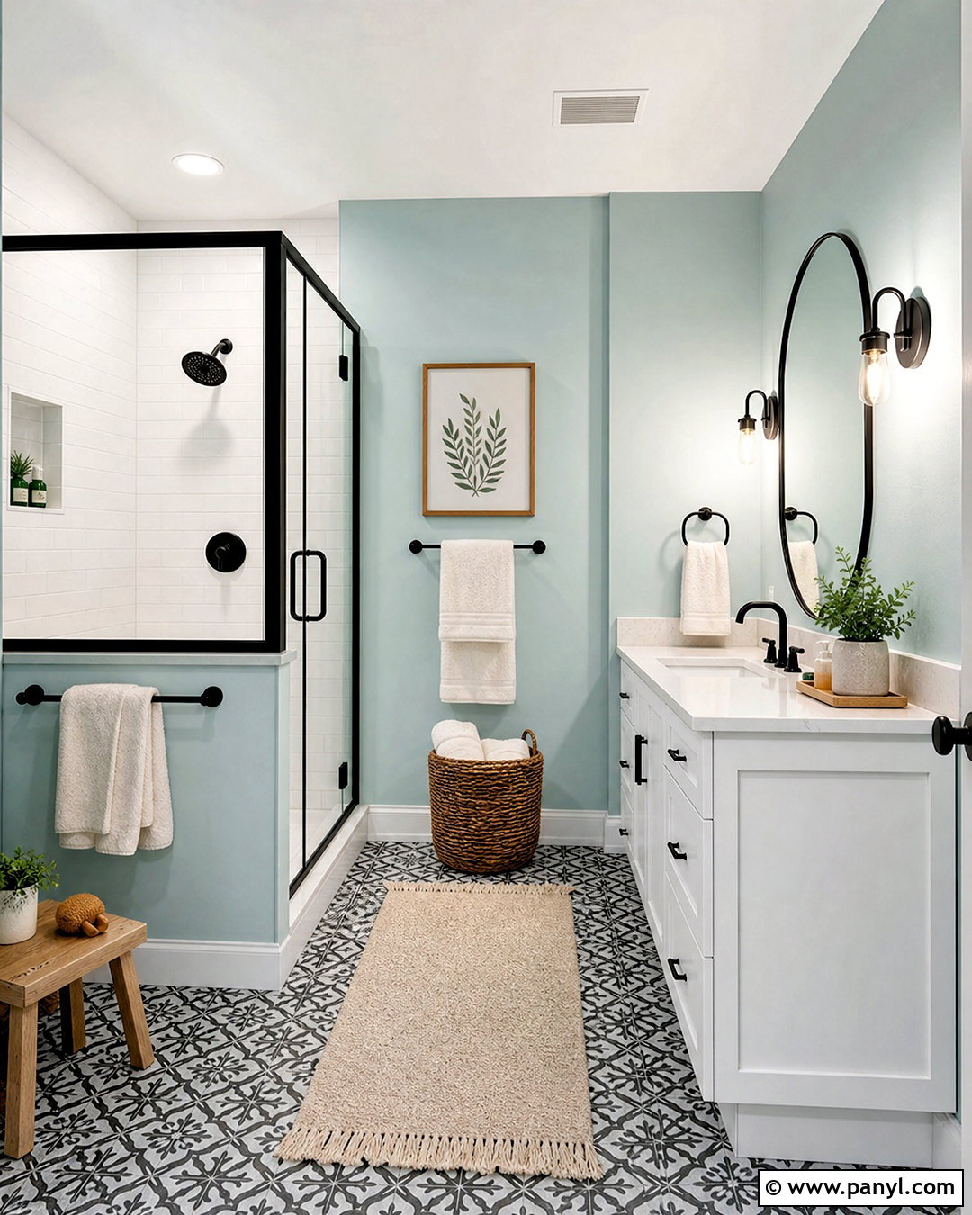 Sea Salt Bathroom With Black Fixtures - 20 seasalt sw bathroom ideas