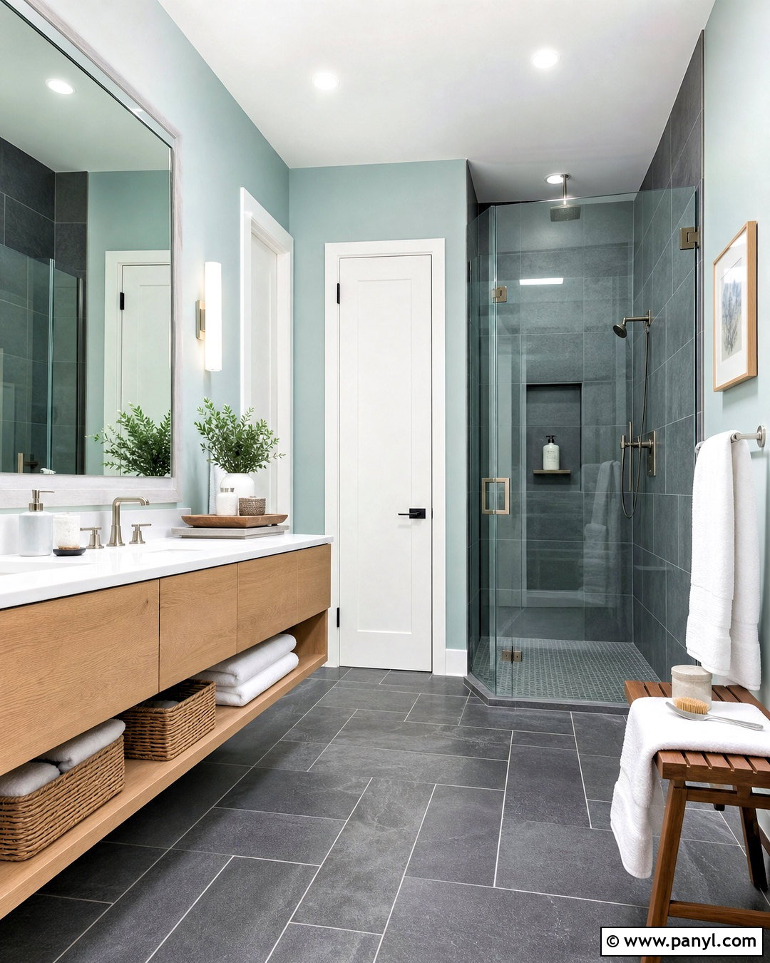 Sea Salt Bathroom With Gray Slate Floor - 20 seasalt sw bathroom ideas