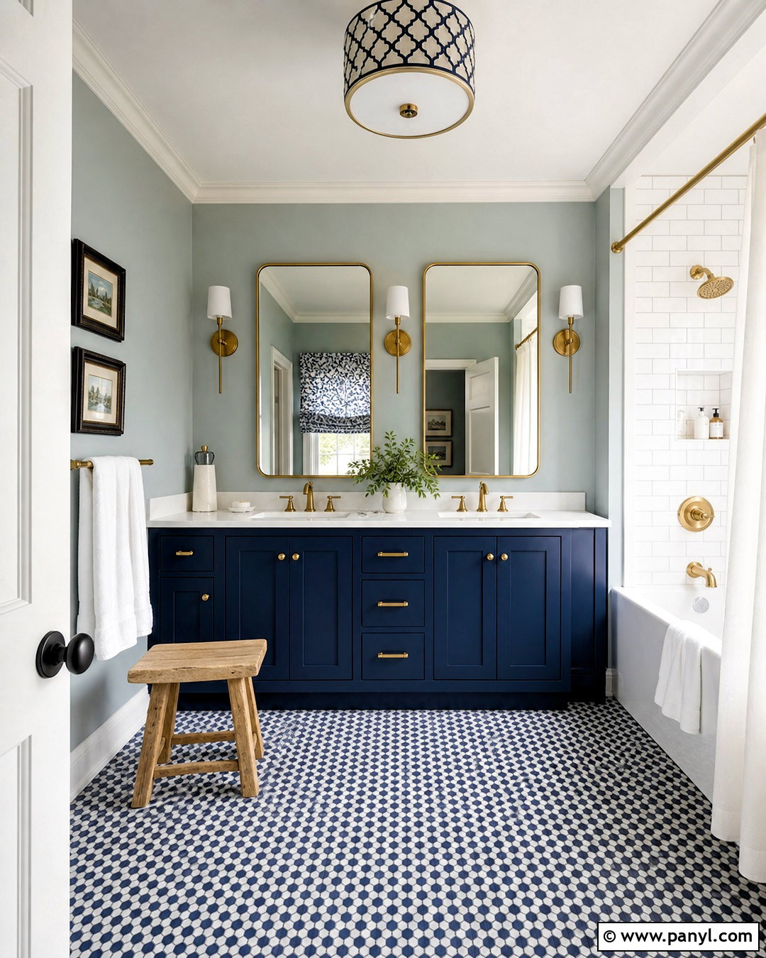 Sea Salt Bathroom With Navy Vanity - 20 sea salt bathroom ideas