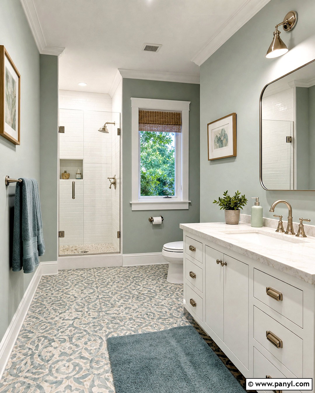 Sea Salt Bathroom With Patterned Floor - 20 sea salt bathroom ideas