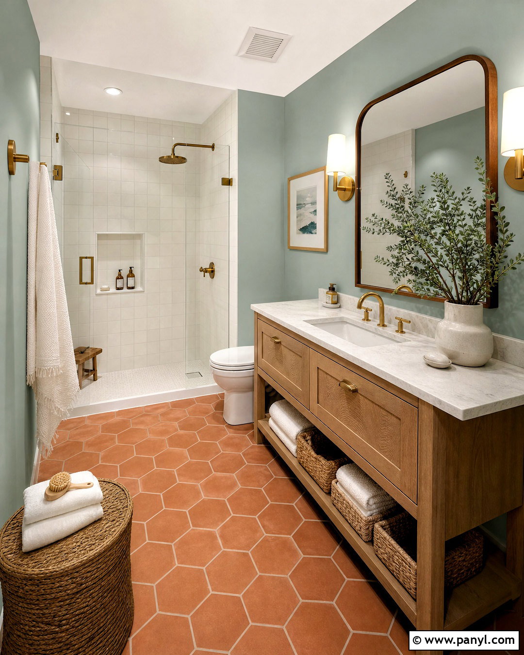 Sea Salt Bathroom With Terracotta Floor - 20 seasalt sw bathroom ideas
