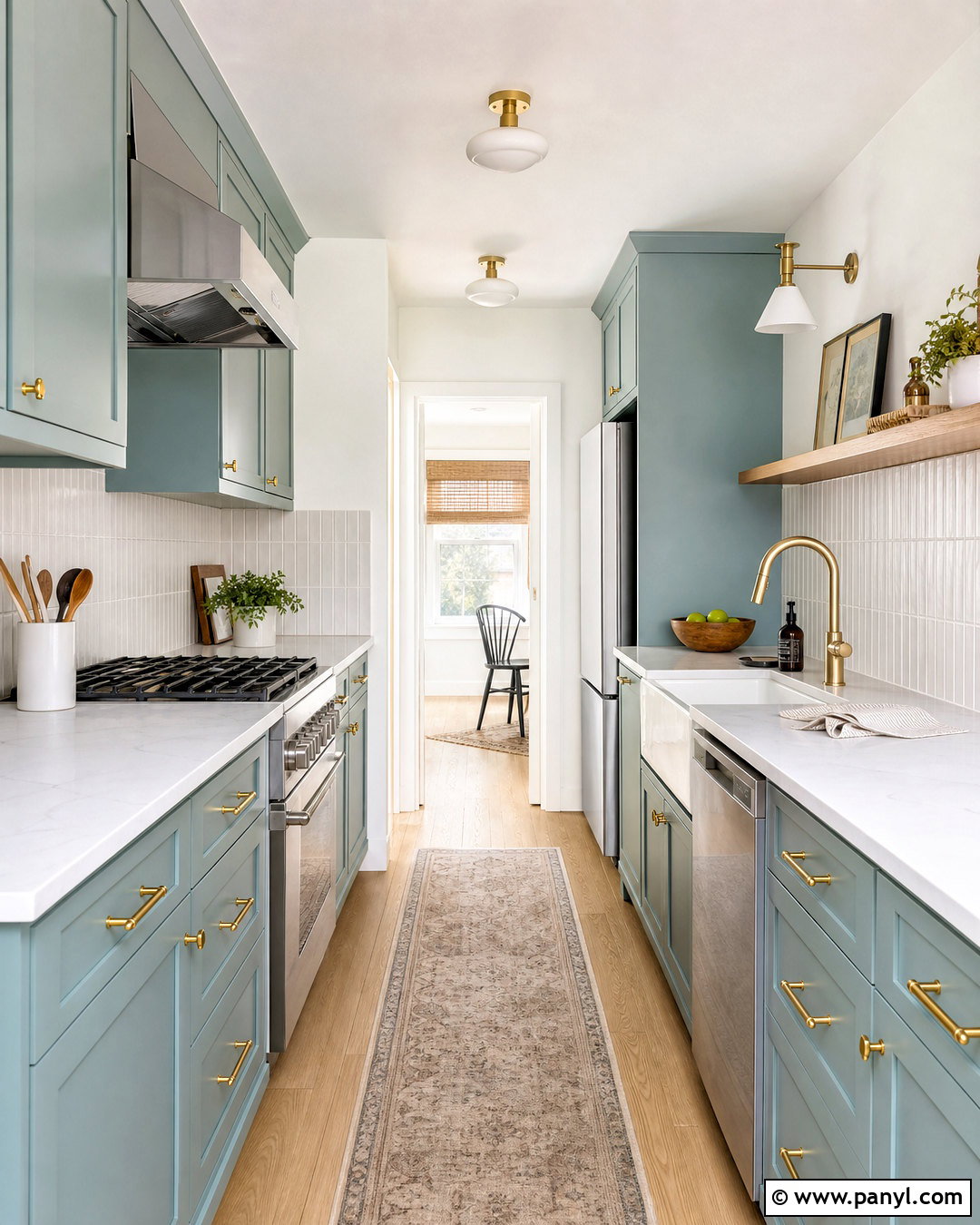 Sea Salt Cabinets In A Galley Kitchen - 20 sea salt kitchen cabinets
