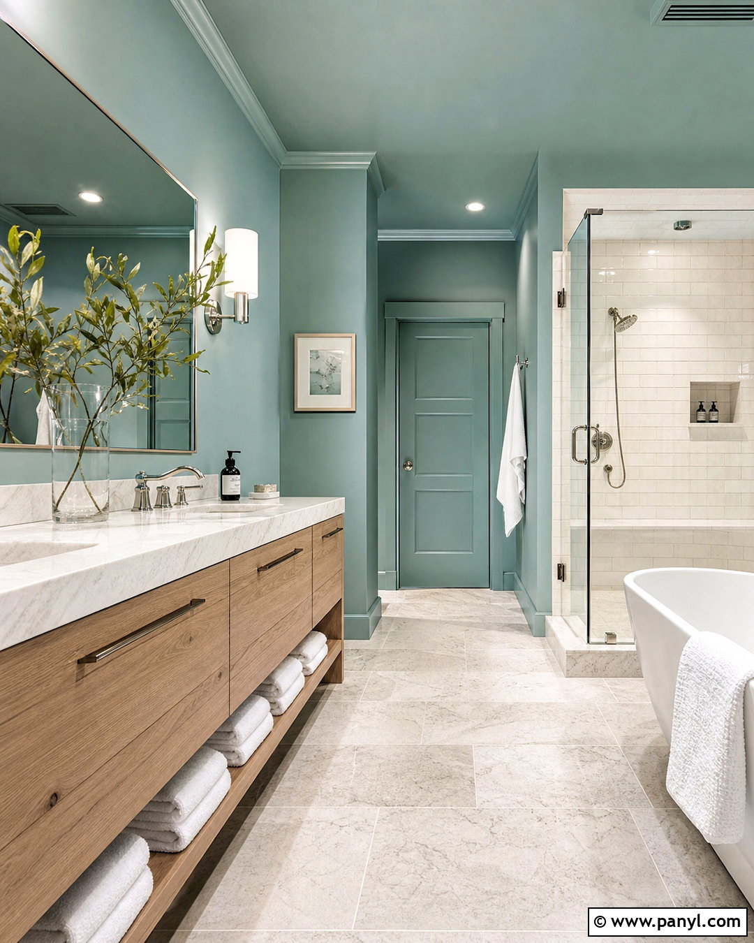 Sea Salt Color-Drenched Bathroom - 20 seasalt sw bathroom ideas