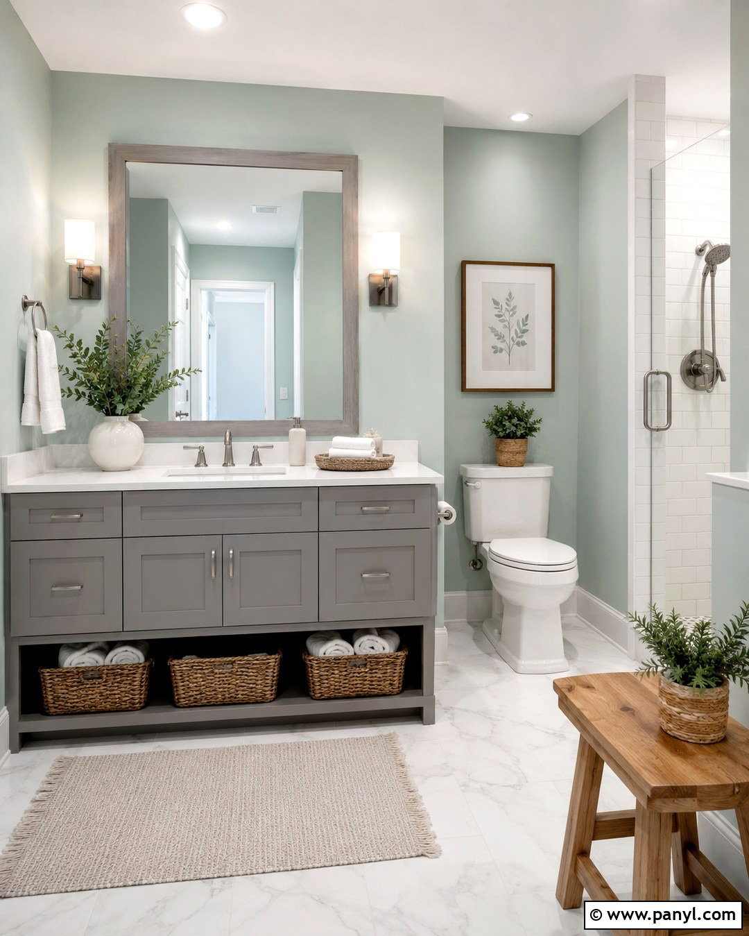 Sea Salt Walls With A Gray Bathroom Vanity - 20 Sea Salt Walls With Gray Cabinets