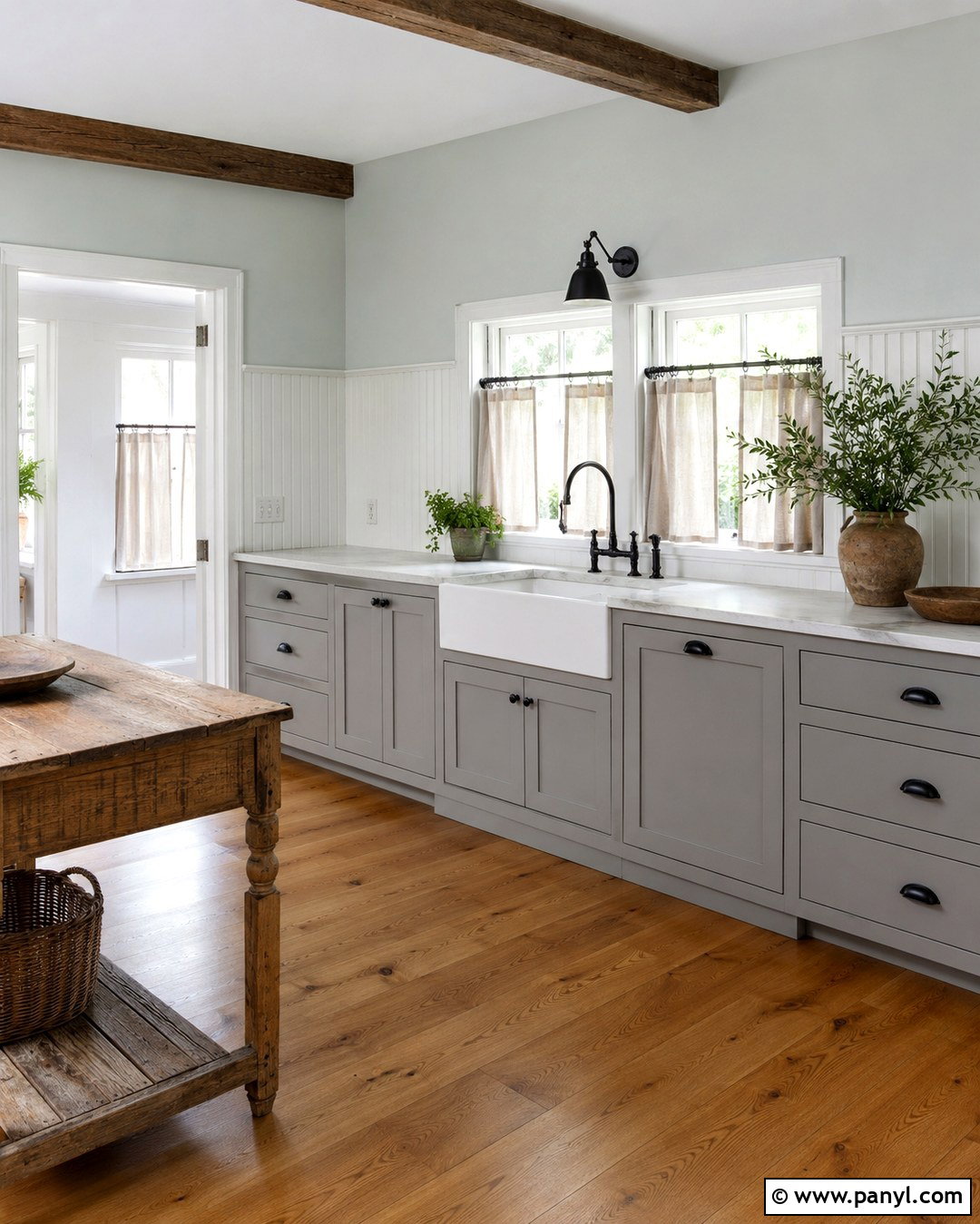 Sea Salt Walls With Farmhouse Gray Cabinets - 20 Sea Salt Walls With Gray Cabinets
