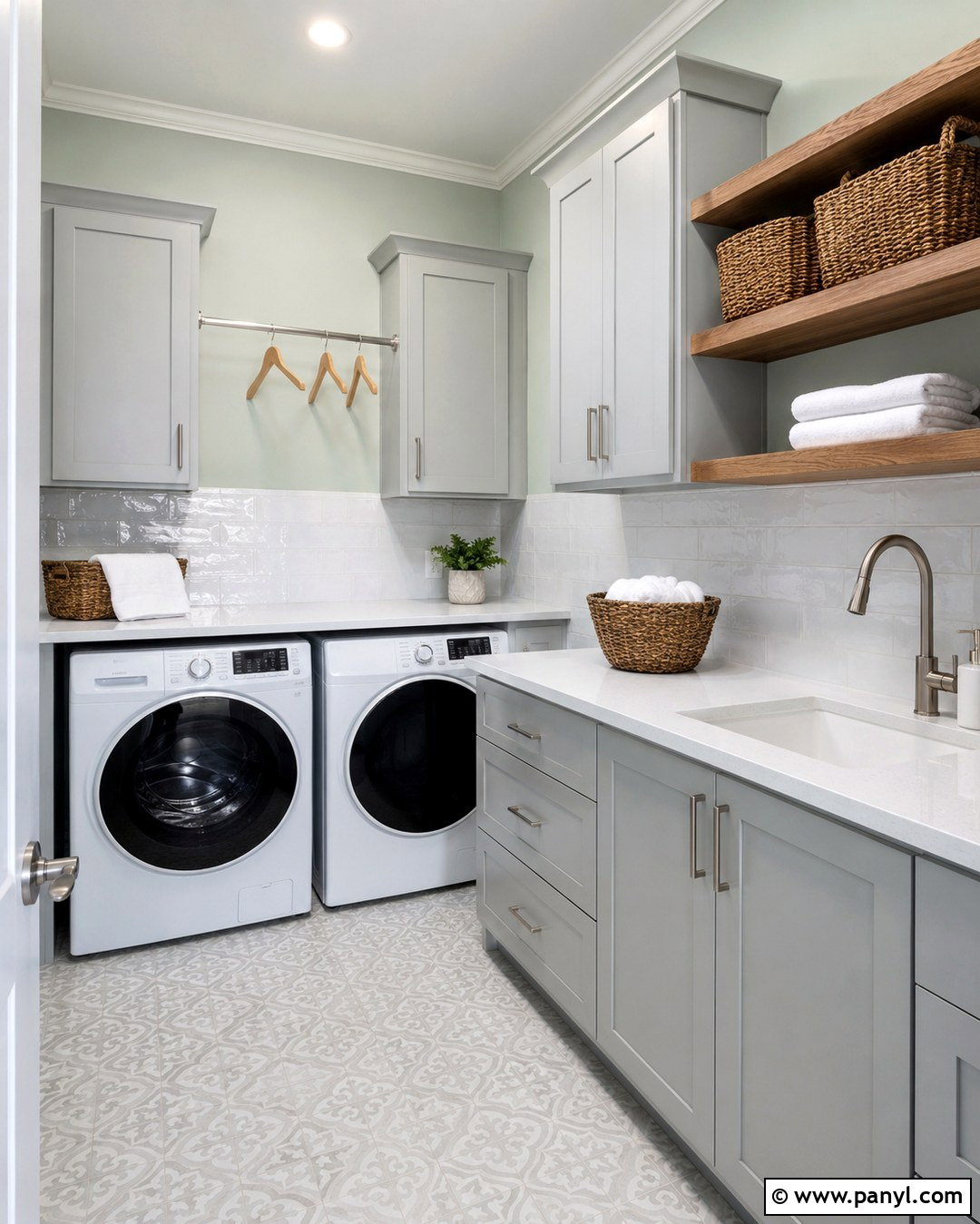Sea Salt Walls With Gray Laundry Cabinets - 20 Sea Salt Walls With Gray Cabinets
