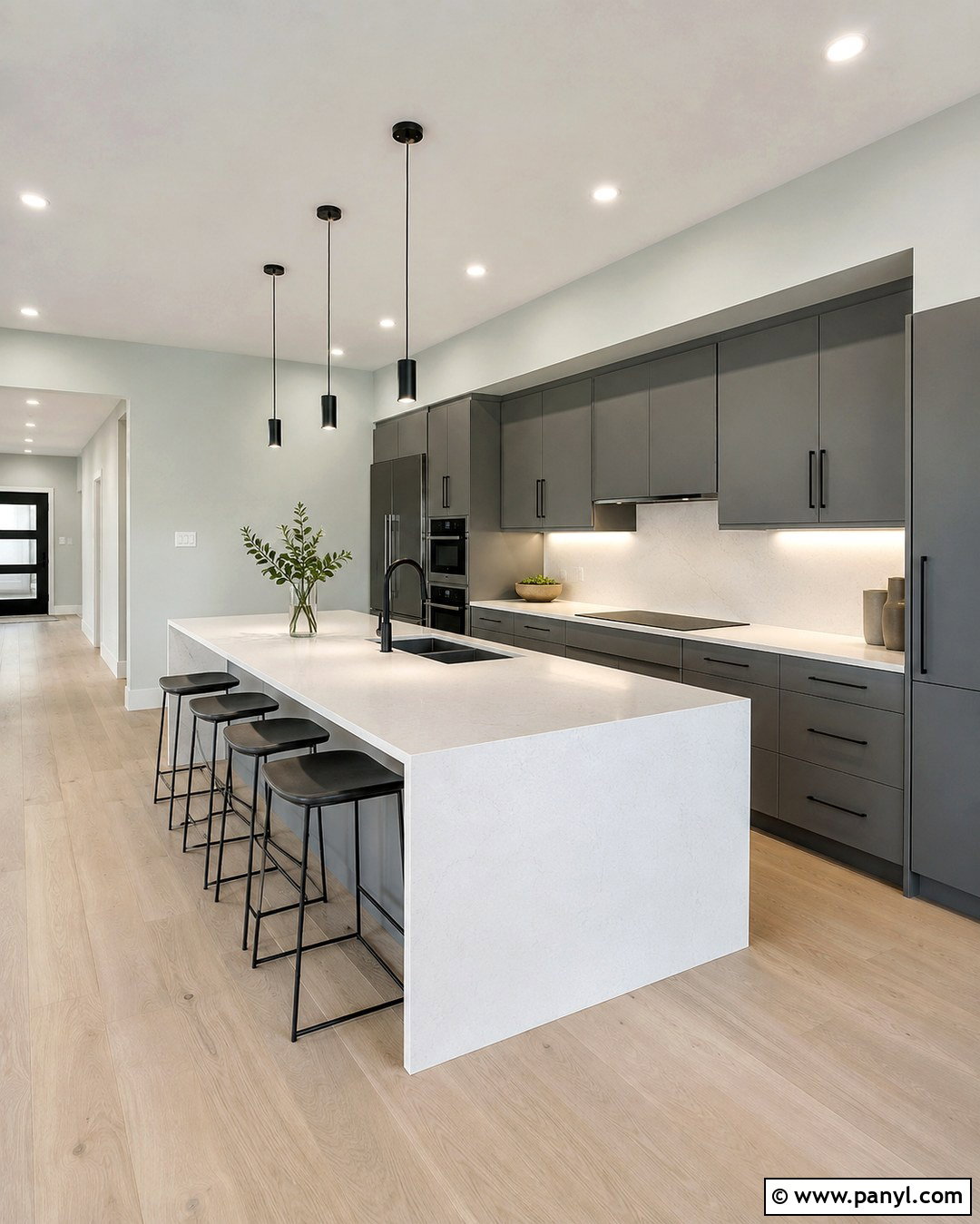 Sea Salt Walls With Modern Gray Cabinets - 20 Sea Salt Walls With Gray Cabinets