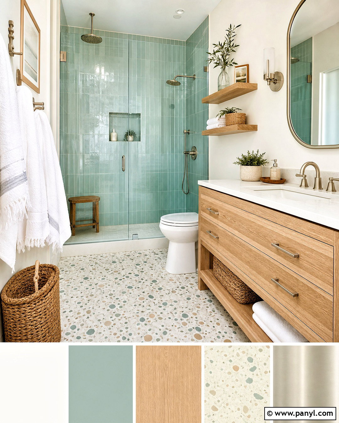 Seafoam And Natural Wood Bathroom - 20 bathroom color palette ideas