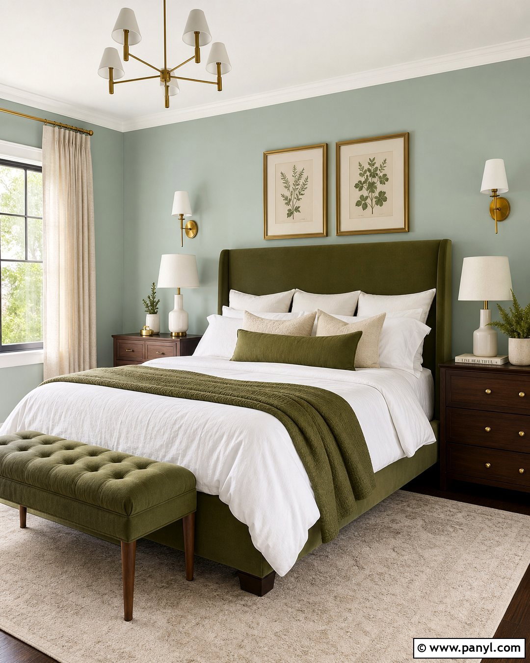 Seafoam Bedroom With Olive Green Decor - 20 Seafoam Wall Paint Ideas