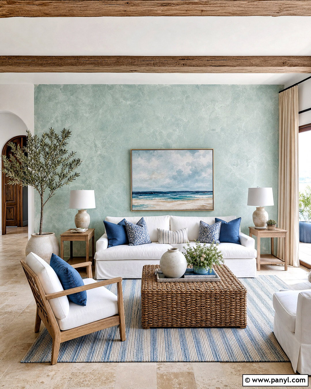 Seafoam Coastal Lime Wash Accent Wall - 20 lime wash accent wall ideas