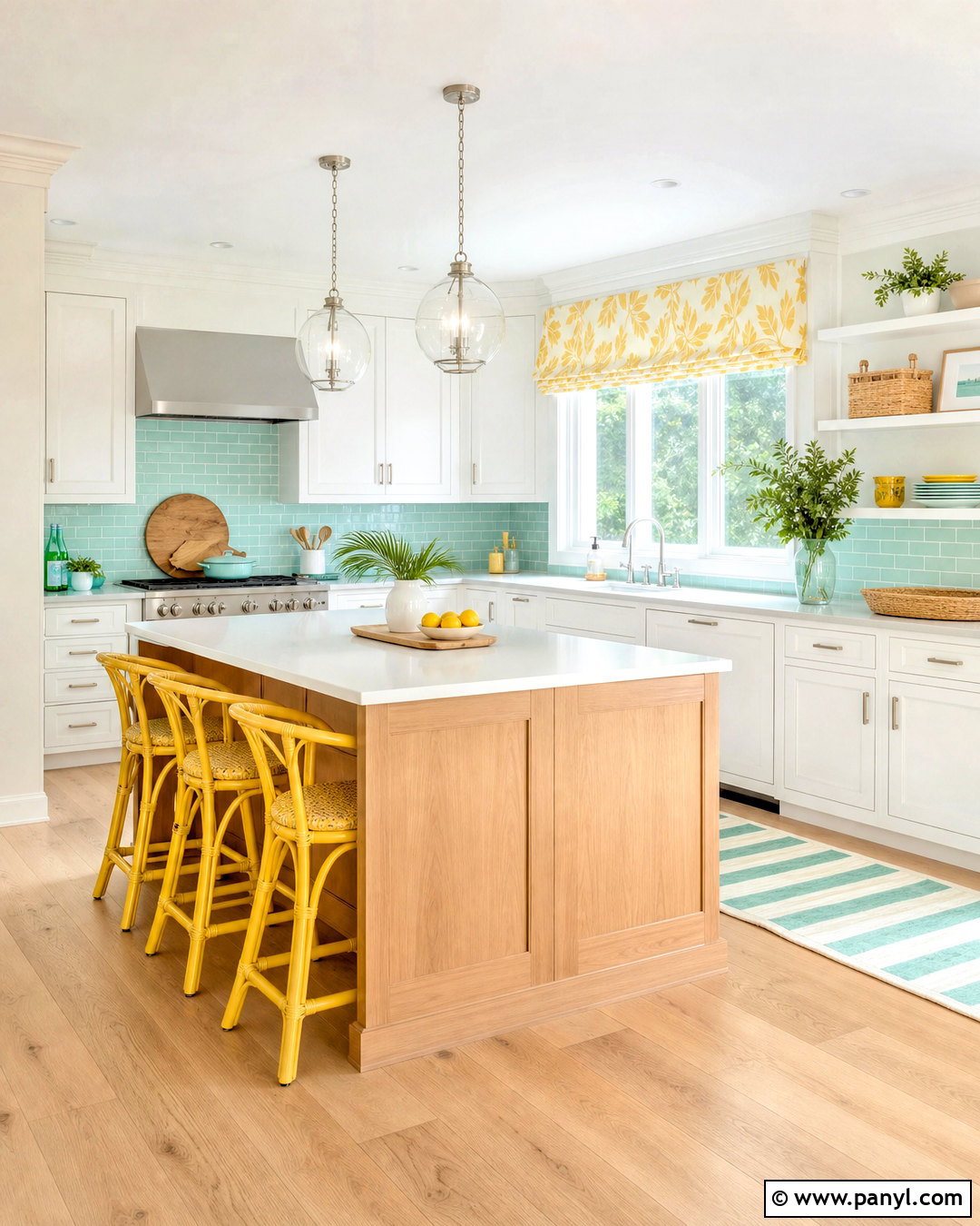 Seafoam Green And Lemon Yellow Coastal Kitchen - 20 green and yellow kitchen ideas