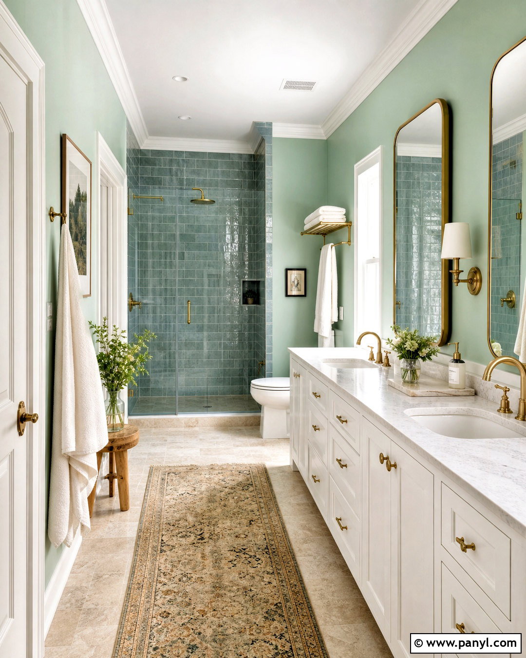 Seafoam Green Bathroom With Brass Fixtures - 20 seafoam green bathroom ideas
