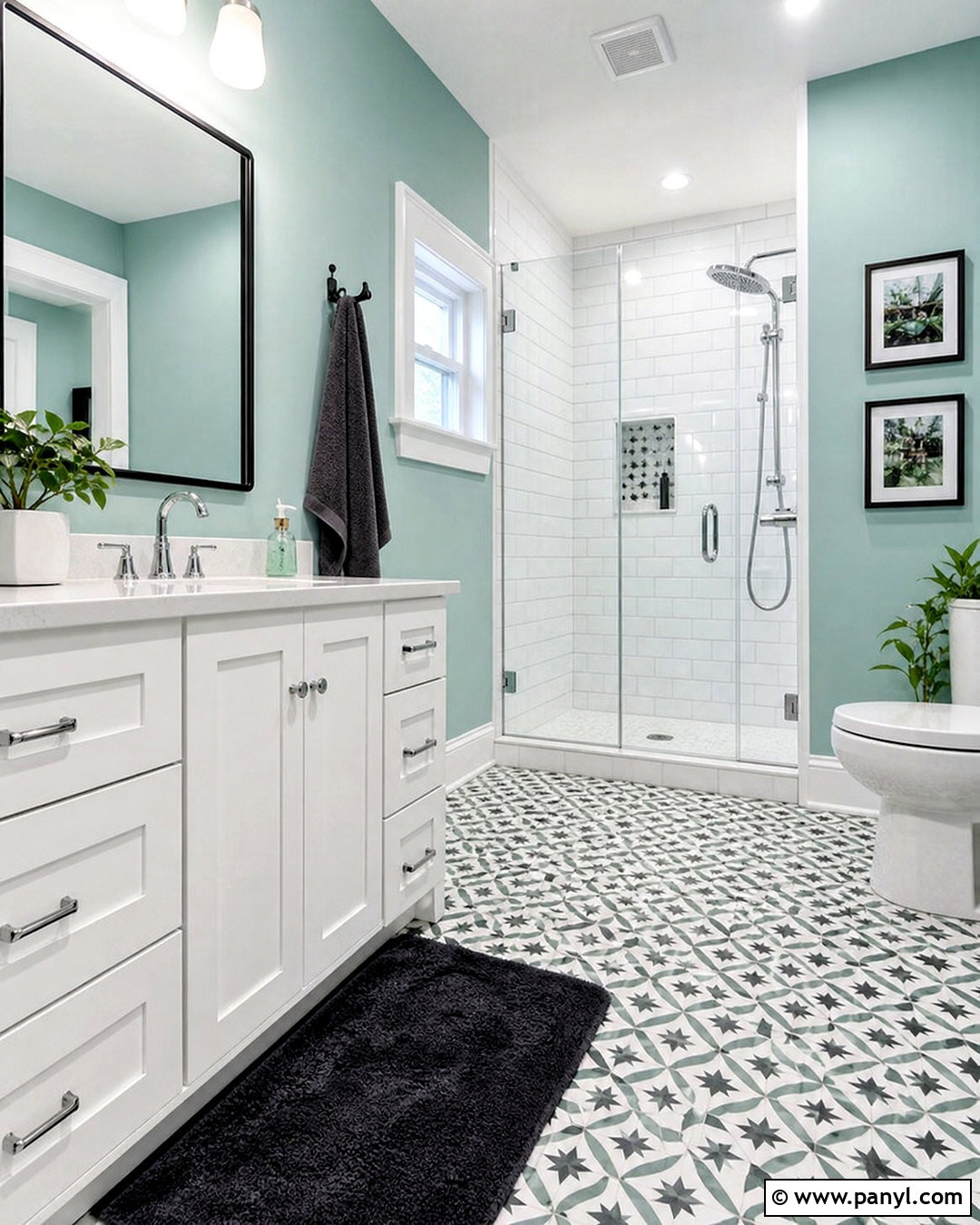 Seafoam Green Bathroom With Patterned Floor Tile - 20 seafoam green bathroom ideas