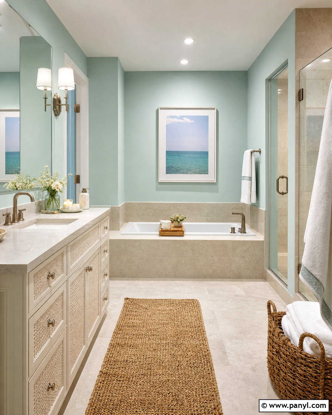 Seafoam Green Bathroom With Warm Grey - 20 grey and green bathroom ideas
