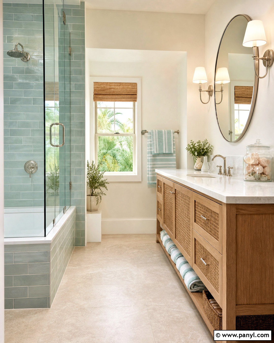 Seafoam Green Coastal Bathroom - 20 green bathroom inspo ideas