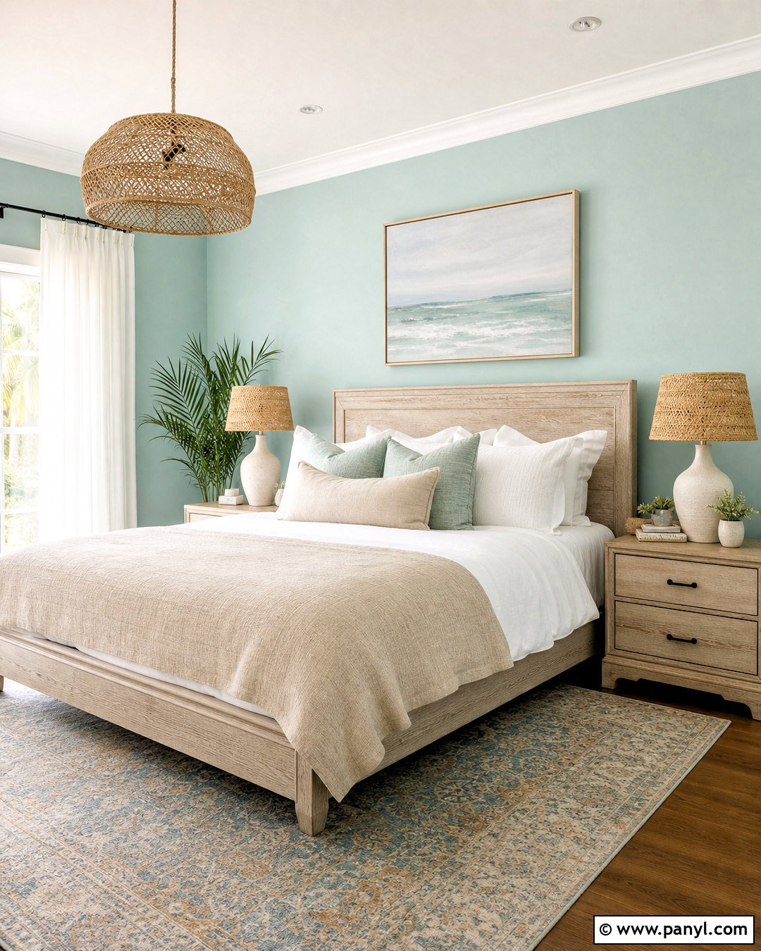 Seafoam Green Coastal Bedroom - 20 green wall color ideas