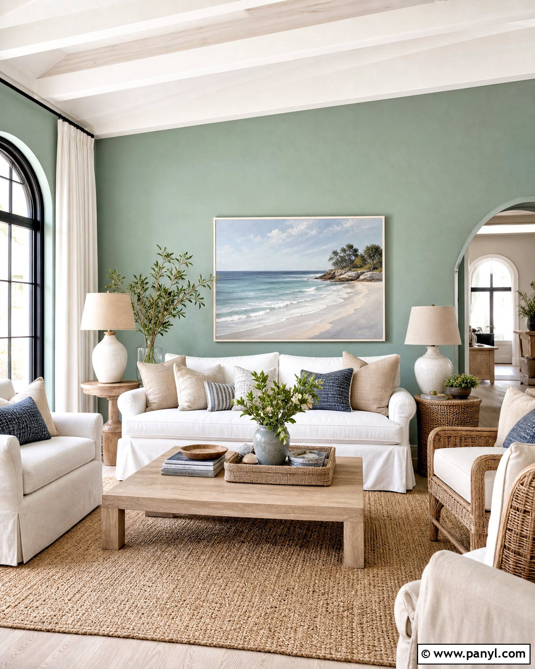 Seafoam Green Coastal Wall - 20 green statement wall ideas
