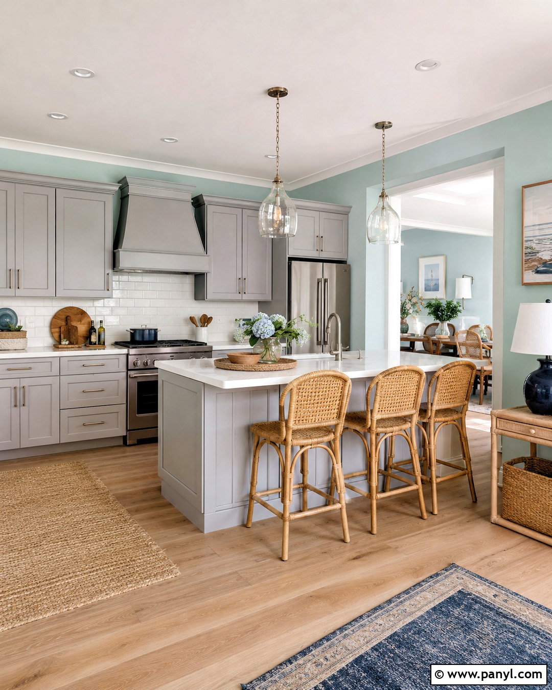 Seafoam Green Kitchen Walls With Gray Cabinets - 40 kitchen wall color ideas