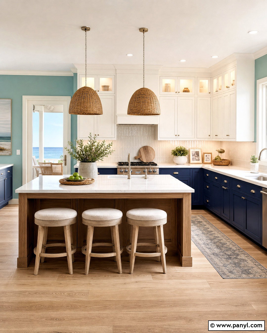 Seafoam Green Kitchen Walls With Navy Cabinets - 20 green wall kitchen ideas