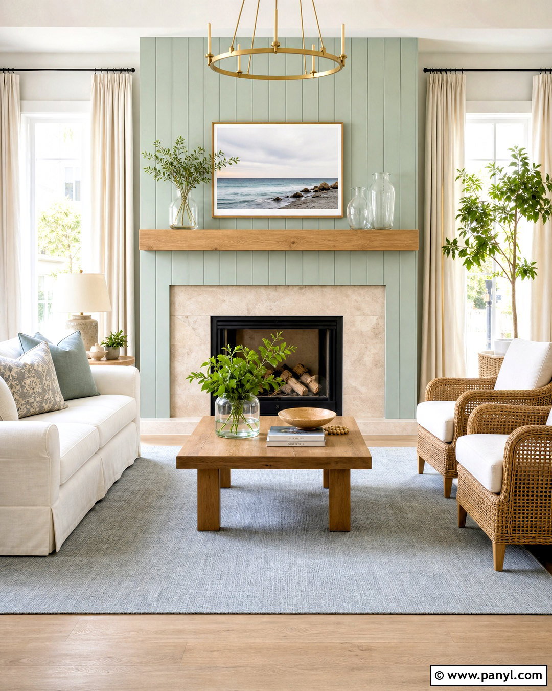 Seafoam Green Shiplap Coastal Fireplace - 20 green shiplap fireplace ideas