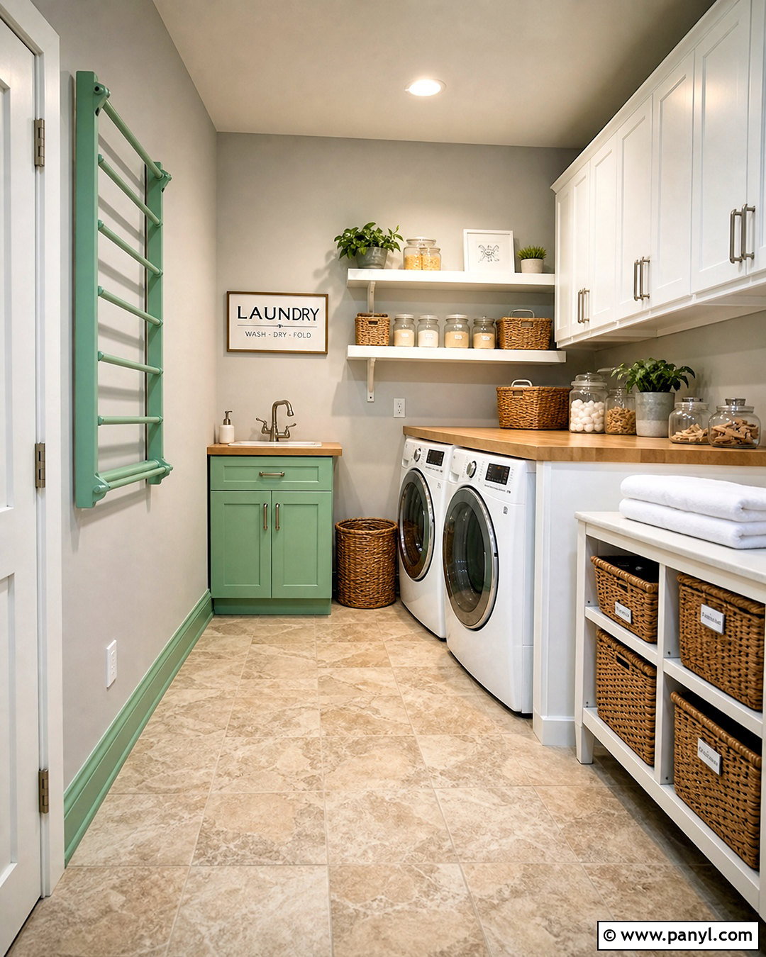 Seafoam Green Skirting Boards In A Laundry Room - 20 green skirting boards