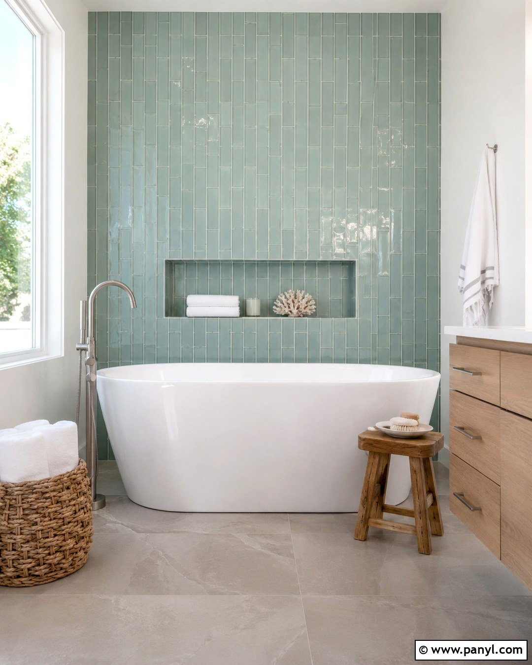 Seafoam Green Tile Bathtub Wall - 20 Green Tile Accent Wall Ideas