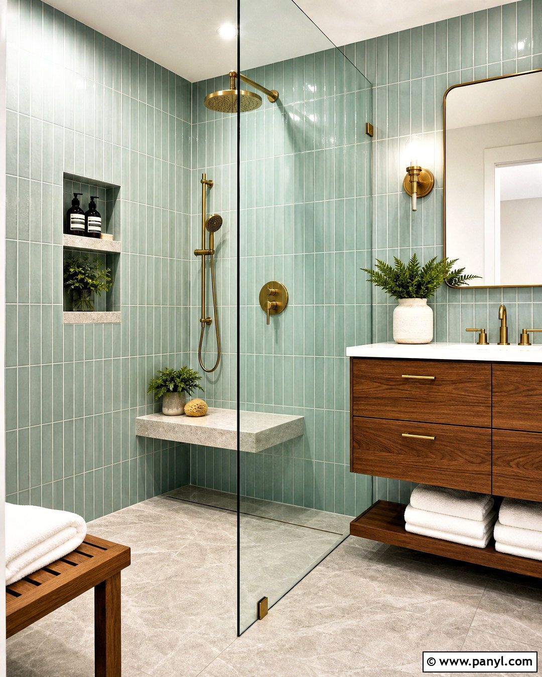 Seafoam Green Walk-In Shower - 20 seafoam green bathroom ideas