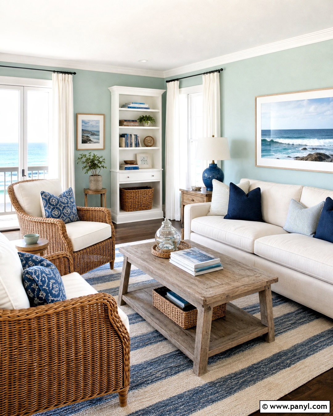 Seafoam Green Walls With Coastal Decor - 20 light green walls living room ideas