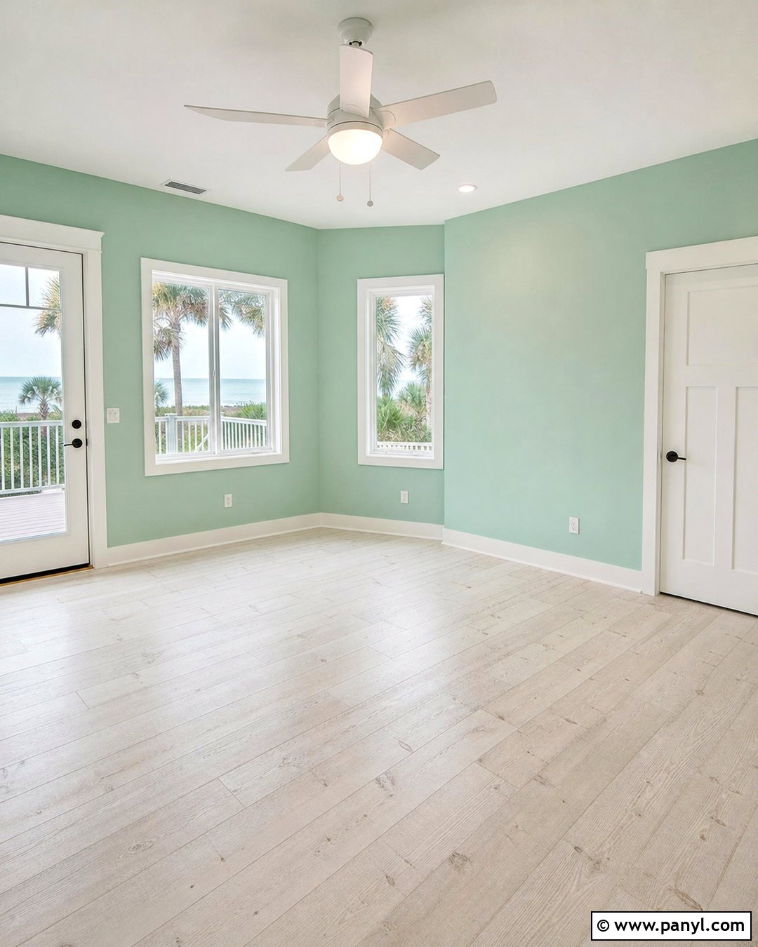 Seafoam Green Walls With Whitewashed Floors - 20 Empty Room With Green Walls
