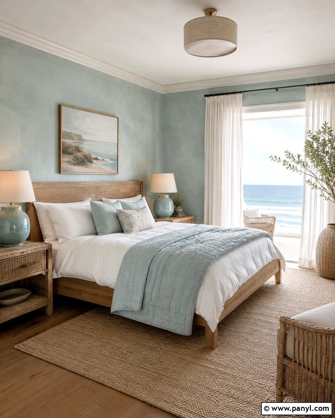 Seafoam Limewash Ocean Bedroom Walls - 20 Ocean Theme Wall Paint Ideas