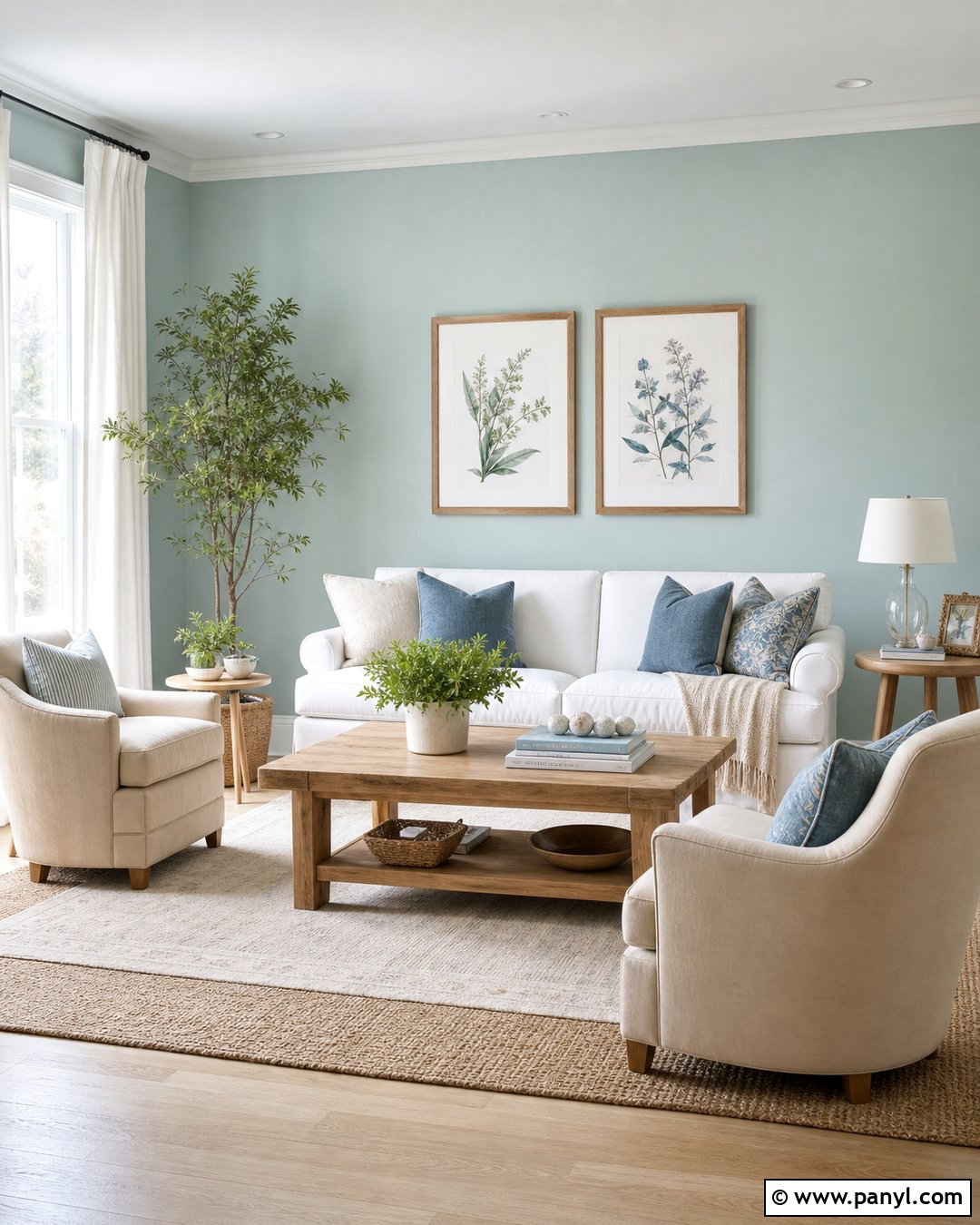 Seafoam Living Room With White Furniture - 20 Seafoam Wall Paint Ideas