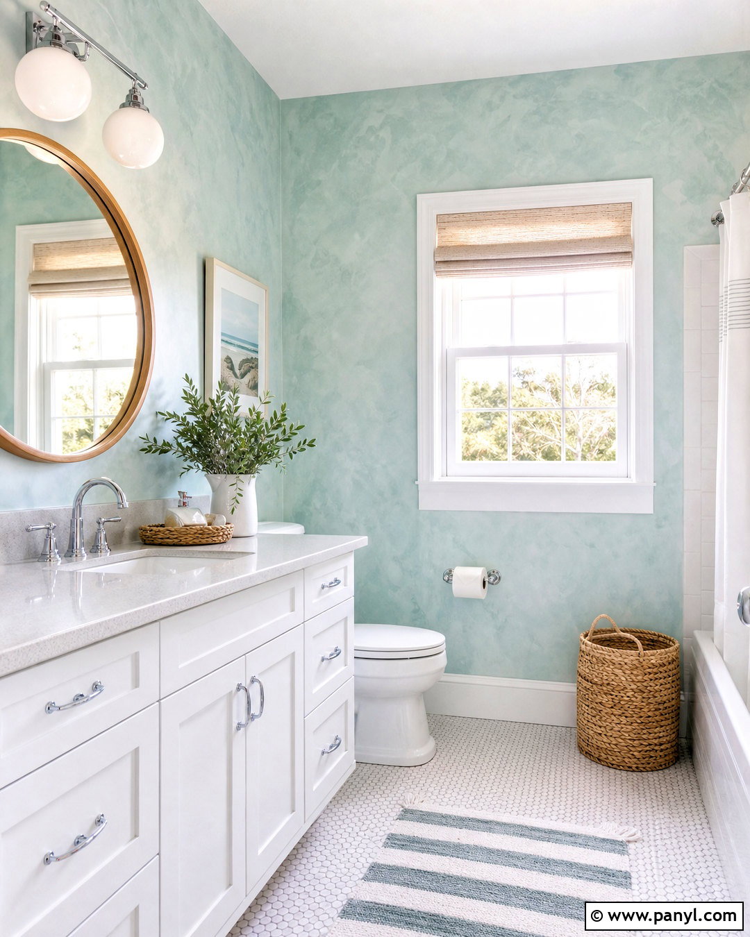 Seafoam Sponge Washed Bathroom - 20 washed wall paint effect ideas