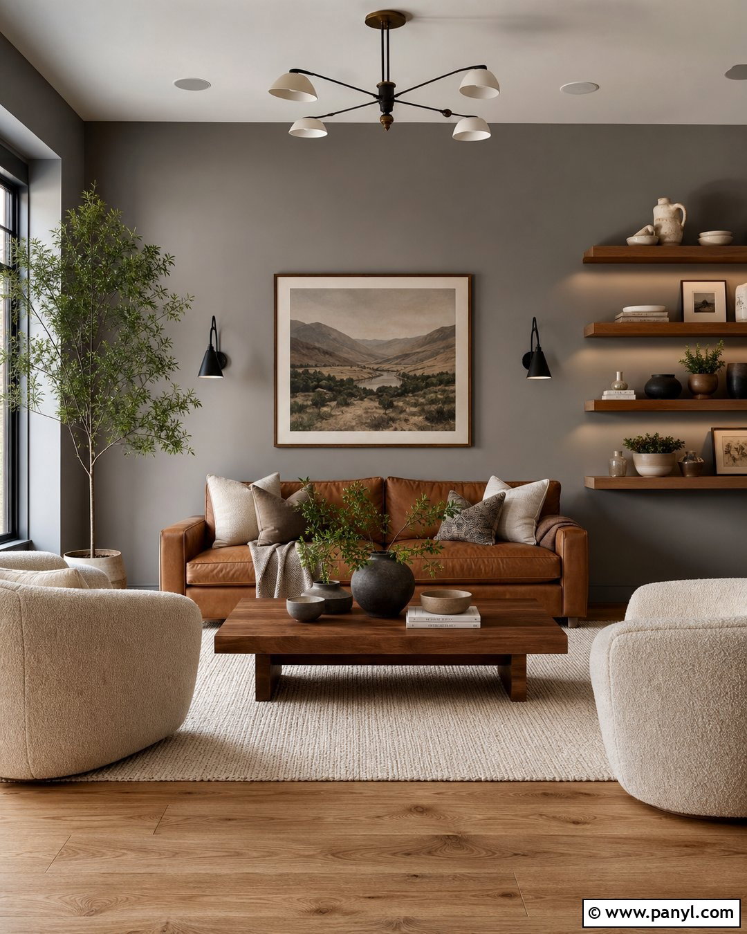 Seal Gray And Natural Wood Living Room - 25 Seal Gray Paint Wall Colors