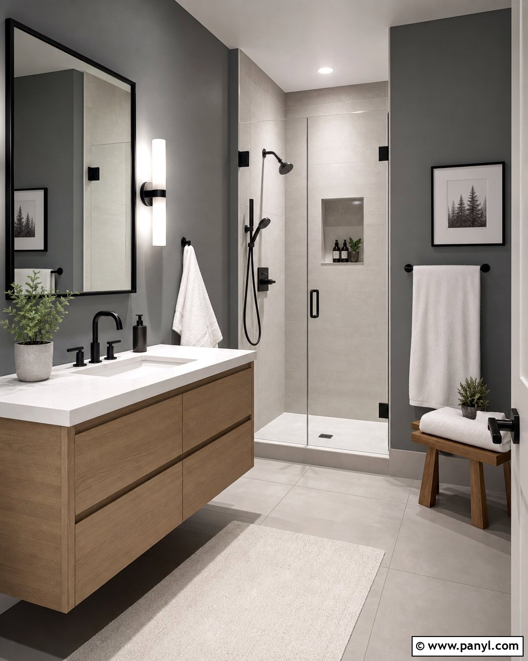 Seal Gray Bathroom With Black Fixtures - 25 Seal Gray Paint Wall Colors