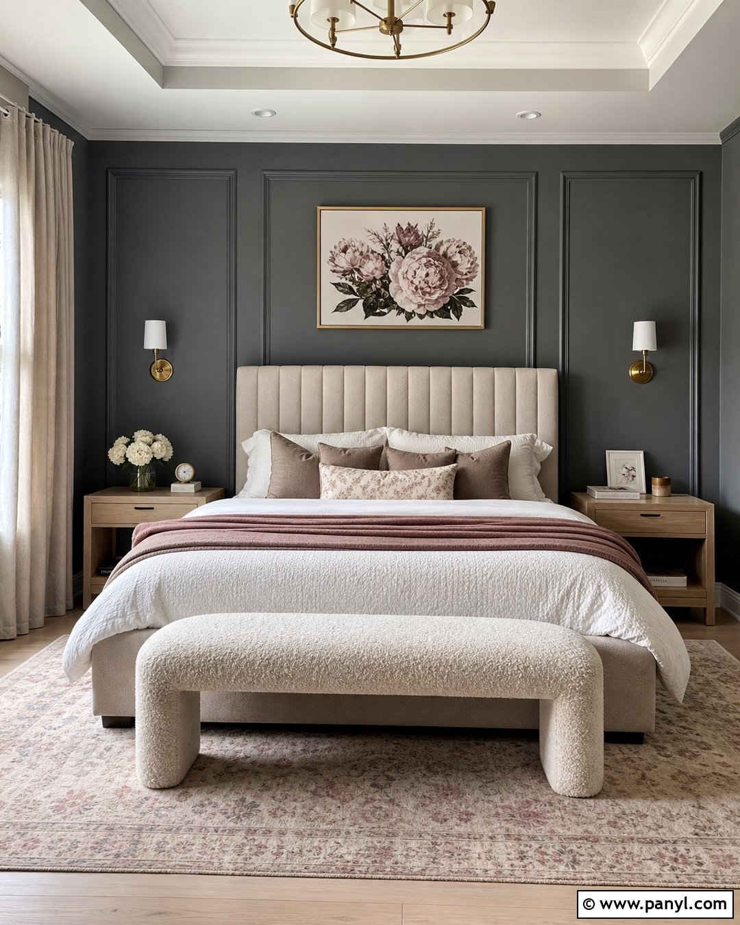 Seal Gray Bedroom With Dusty Pink Accents - 25 Seal Gray Paint Wall Colors
